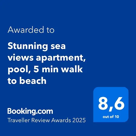 Apartment Stunning Sea Views Apartment, Pool, 5 Min Walk To Beach, Winner Of 2025 Travellers Choice Award *